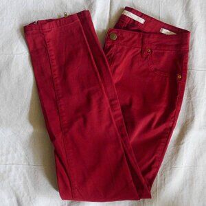 Zara Women 34 Slim Fit Medium Rise Red Cotton Denim Jeans